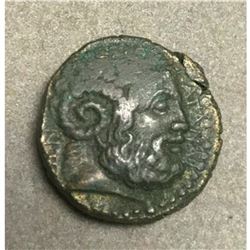 Rare Ancient Greek Bronze Coin, 3rd Century B.C. Zeus Sicily Katane
