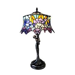 Tiffany Style Lady & Wisteria Stained Glass Lamp