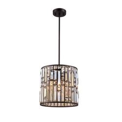 Contemporary Style Crystal & Bronze Ceiling Pendant