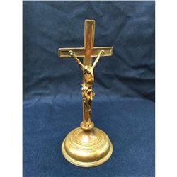 Antique Brass Standing Church Crucifix Cross