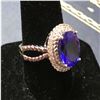 Image 2 : 5.38ct. Lab-created Blue Topaz & Crystal Silver Plated Cocktail Ring