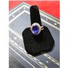 Image 3 : 5.38ct. Lab-created Blue Topaz & Crystal Silver Plated Cocktail Ring