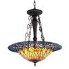 Image 1 : Tiffany-style Stained Art Glass Inverted Ceiling Pendant