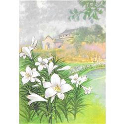 1920's Easter Lily Color Lithograph Print