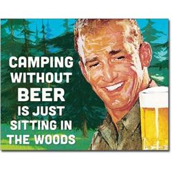 Camping Without Beer Metal Pub Bar Sign