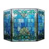Image 1 : Tiffany-style Art Glass Shell Theme Folding Fireplace Screen