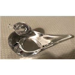 Signed Daum French Crystal Duck Bird Paperweight
