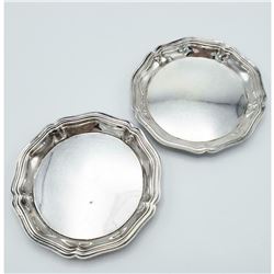 Pair of French Christofle Silver Plated Coasters