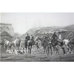 1880's Photogravure, Hunting, Fox Hounds, Trophy