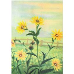 1920's Sunflower Color Lithograph Print