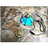 Image 2 : Blue Glass Flower Hanging Plug-In, Convertible Pendant Ceiling Light