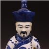 Image 4 : A BLUE & WHITE EMPEROR FIGURE QING DYNASTY.