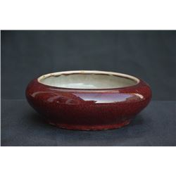 A RED GLAZE BRUSH WASHER MING DYNASTY.