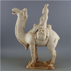 A WHITE PORCELAIN CAMEL RIDE FIGURE TANG DYNASTY 9TH/C.