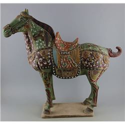 A PORCELAIN ENAMEL HORSE STATUE MING DYNASTY.