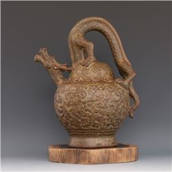 A BROWN DRAGON TEAPOT YUAN DYNASTY 13TH/C.