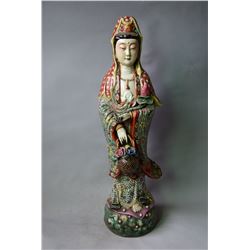 A PORCELAIN ENAMEL BUDDHA FIGURE QING DYNASTY 17TH/C.