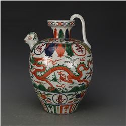 A FAMILLE VERTE DRAGON TEAPOT WANLI MARK 16TH/C.