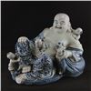 Image 1 : A BLUE & WHITE BUDDHA FIGURE QING DYNASTY.