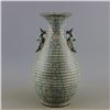 Image 1 : A GREY CRACKLE DOUBLE EAR VASE QING DYNASTY.