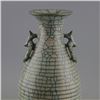 Image 4 : A GREY CRACKLE DOUBLE EAR VASE QING DYNASTY.