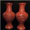 Image 1 : A RARE PAIR LACQUER WARE DRAGON VASE QIANLONG MARK 17TH/C.