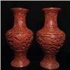Image 2 : A RARE PAIR LACQUER WARE DRAGON VASE QIANLONG MARK 17TH/C.