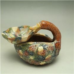 A SANCAI-GLAZE DUCK BOWL TANG DYNASTY 9TH/C.