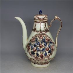 A BROWN & BLUE TEAPOT YUAN DYNASTY 13TH/C.