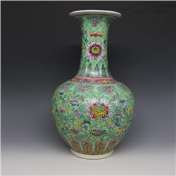 A FAMILLE ROSE BOTTLE VASE QIANLONG MARK 17TH/C.