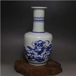 A BLUE & WHITE CHARACTERS VASE QING DYNASTY.