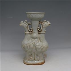 A WHITE DOUBLE PHOENIX VASE YUAN DYNASTY 13TH/C.