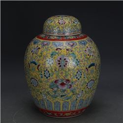 A FAMILLE ROSE JAR POT QIANLONG MARK 17TH/C.