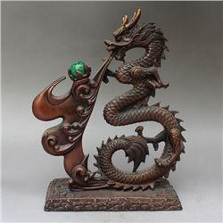 A BRONZE PLAY DRAGON STATUE QING DYNASTY.