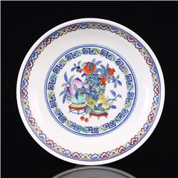 A FAMILLE ROSE PLATE YONGZHENG MARK 17TH/C.