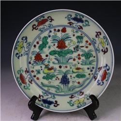 A FAMILLE VERTE PLATE CHENGHUA MARK 14TH/C.