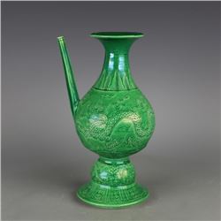 A GREEN DRAGON TEAPOT HONGZHI MARK 14TH/C.