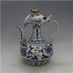 A BLUE & WHITE PHOENIX HEAD TEAPOT MING DYNASTY.