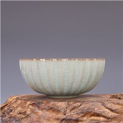 A GREY GLAZE MELLOW SHAPED BOWL MING DYNASTY.