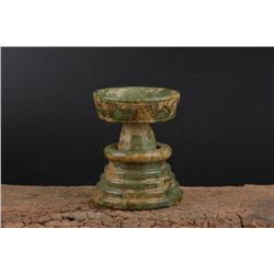 A OLD GREEN JADE LAMPSTAND MING DYNASTY.