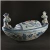 Image 3 : A BLUE & WHITE DRAGON & PHOENIX PILLOW XUANDE MARK 14TH/C.