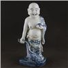 Image 1 : A BLUE & WHITE PORCELAIN BUDDHA FIGURE QING DYNASTY.