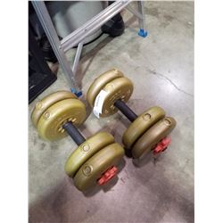 2 YORK DUMBBELLS WITH 40 LBS OF WEIGHTS