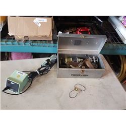 SOLDERING IRON AND TOOLBOX WITH CONTENTS, STANLEY PLANER