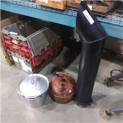 ALUMINUM POT WITH LID, GAS GAN AND 3FT EXHAUST PIPE