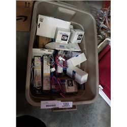 BOX OF LIGHTING, QUARTZ BULBS, TRANSFORMERS, BALLASTS