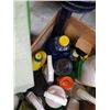 Image 3 : Box of cleaning fluids and swiffer