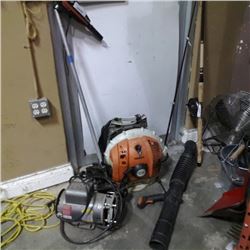 STIHL BACKPACK BLOWER, SILENCER ELECTRIC BOAT MOTOR BOTH NEED WORK AND BALDOR ELECTRIC MOTOR