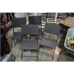 4 FOLDING PATIO CHAIRS - WICKER LOOK