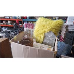 BOX OF FUZZY PILLOW, CHRISTMAS DECOR AND MORE